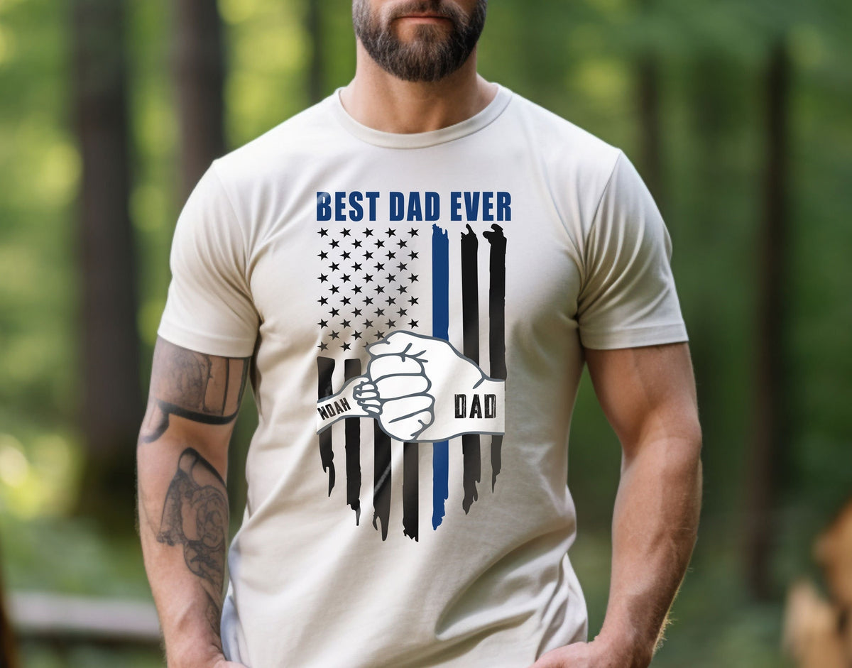 Custom Dad Shirt with Kid Name - Personalized Best Dad Ever T-Shirt - Father's Day Gift - Dad and Me Outfit - Father's Day Shirt