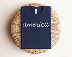 America Shirt - Patriotic Shirt - 4th of July Tee - Memorial Day Shirt - Independence Day T-Shirt - Minimalistic 4th of July Shirt