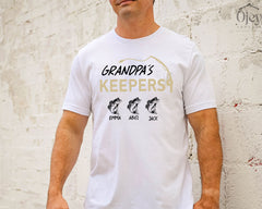 Grandpa's Keepers Shirt - Fishing Grandpa Shirt - Custom Grandpa Fishing Shirt - Grandpa Shirt with Grandkids' Names - Personalized Gift