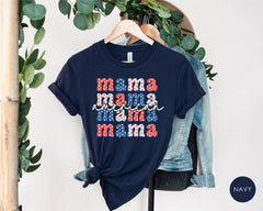 American Mama T-Shirt - Retro American  Mama Shirt - Patriotic Mama Tee - 4th of July Shirt - Independence Day Tee - Womens T-shirts