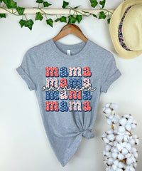 American Mama T-Shirt - Retro American  Mama Shirt - Patriotic Mama Tee - 4th of July Shirt - Independence Day Tee - Womens T-shirts