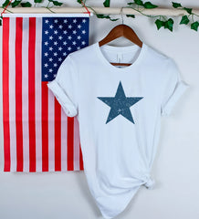 Distressed 4th of July Star Shirt - Minimalistic 4th of July Tee- Vintage Star Shirt - 4th of July Shirt - Patriotic Tee - 4th of July Gift