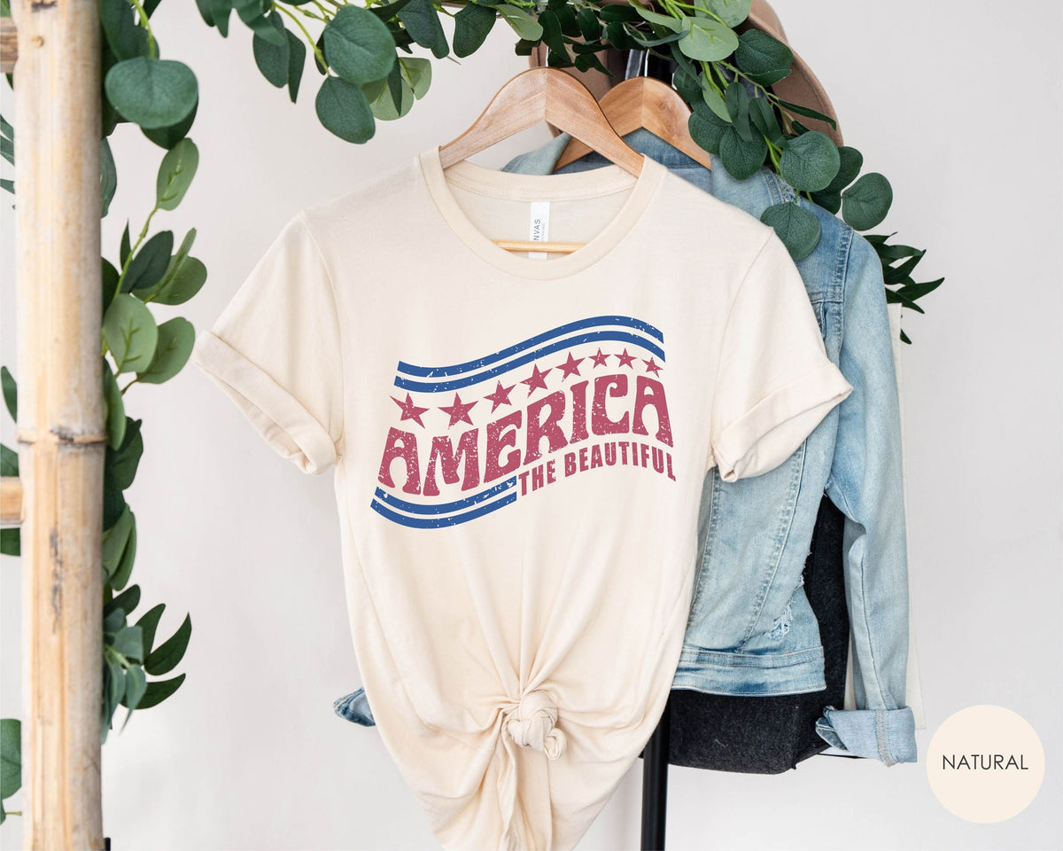 America The Beautiful T-Shirt - Retro America Tee - 4th Of July T-shirt- Independence Day Shirt - Vintage Shirt - Land of the Free Shirt