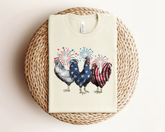 4th of July Chicken Shirt - Patriotic Chicken Shirt - 4th of July Tee - Patriotic Mom Shirt - Fireworks Chicken Tee - Women 4th of July Tee