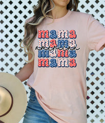 American Mama T-Shirt - Retro American  Mama Shirt - Patriotic Mama Tee - 4th of July Shirt - Independence Day Tee - Womens T-shirts