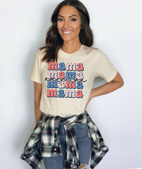 American Mama T-Shirt - Retro American  Mama Shirt - Patriotic Mama Tee - 4th of July Shirt - Independence Day Tee - Womens T-shirts