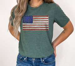 USA Flag Shirt - 4th of July Shirts - Independence Day T-Shirt - Retro USA Flag Tee - Patriotic Shirt - American Flag Tee - USA Shirts