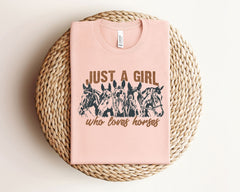 Just a Girl Who Loves Horses T-Shirt - Horse Lover Gift - Horse Girl Tee - Equestrian Apparel - Farm Girl Shirt - Western Horse Shirt