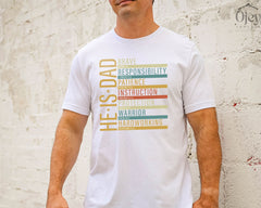 Christian Dad Shirt - Bible Dad Shirt - Brave Like David Warrior Like Joshua - Christian T-Shirt - Father's Day Gift - He is Brave Dad Shirt