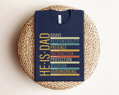 Christian Dad Shirt - Bible Dad Shirt - Brave Like David Warrior Like Joshua - Christian T-Shirt - Father's Day Gift - He is Brave Dad Shirt