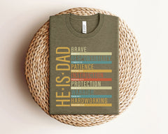 Christian Dad Shirt - Bible Dad Shirt - Brave Like David Warrior Like Joshua - Christian T-Shirt - Father's Day Gift - He is Brave Dad Shirt