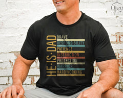 Christian Dad Shirt - Bible Dad Shirt - Brave Like David Warrior Like Joshua - Christian T-Shirt - Father's Day Gift - He is Brave Dad Shirt