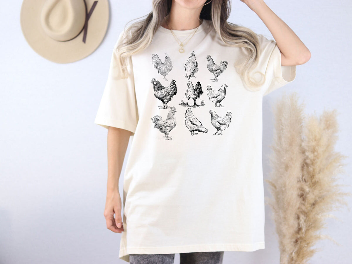 Chickens T-Shirt - Retro Chicken Shirt - Farmer Tee- Chicken Girl Gift - Vintage Hen Shirt - Rooster Tee - Farmer Gift - Chicken Mom Shirt