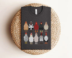Chicken Lover T-Shirt - Farmer Gift - Chicken Breeds Tee - Chicken Lady Shirt - Hen Lover Gift - Rooster T-Shirt - Chicken Farm Shirt