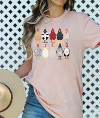 Chicken Lover T-Shirt - Farmer Gift - Chicken Breeds Tee - Chicken Lady Shirt - Hen Lover Gift - Rooster T-Shirt - Chicken Farm Shirt
