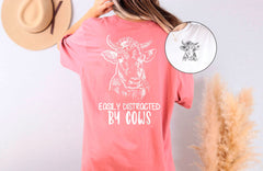 Easily Distracted By Cows T-Shirt - Cow Lover Gift - Funny Cow Tee - Farm Animal Shirt - Farmer Cow Shirt - Cows Shirt - Farmer Gift