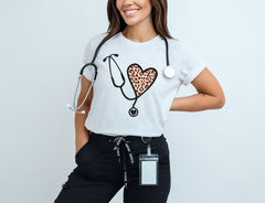 Leopard Nurse Stethoscope Shirt - Leopard Nurse Shirt - Nurse Appreciation Gift - Nursing Graduation Gift - Nurse Life Gift - RN Shirt