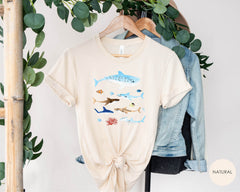 Sharks T-Shirt - Shark Species Shirt - Watercolor Shark Tee - Ocean Sea Animal T-Shirt - Marine Life  - Shark Lover Gift - Shark Graphic Tee