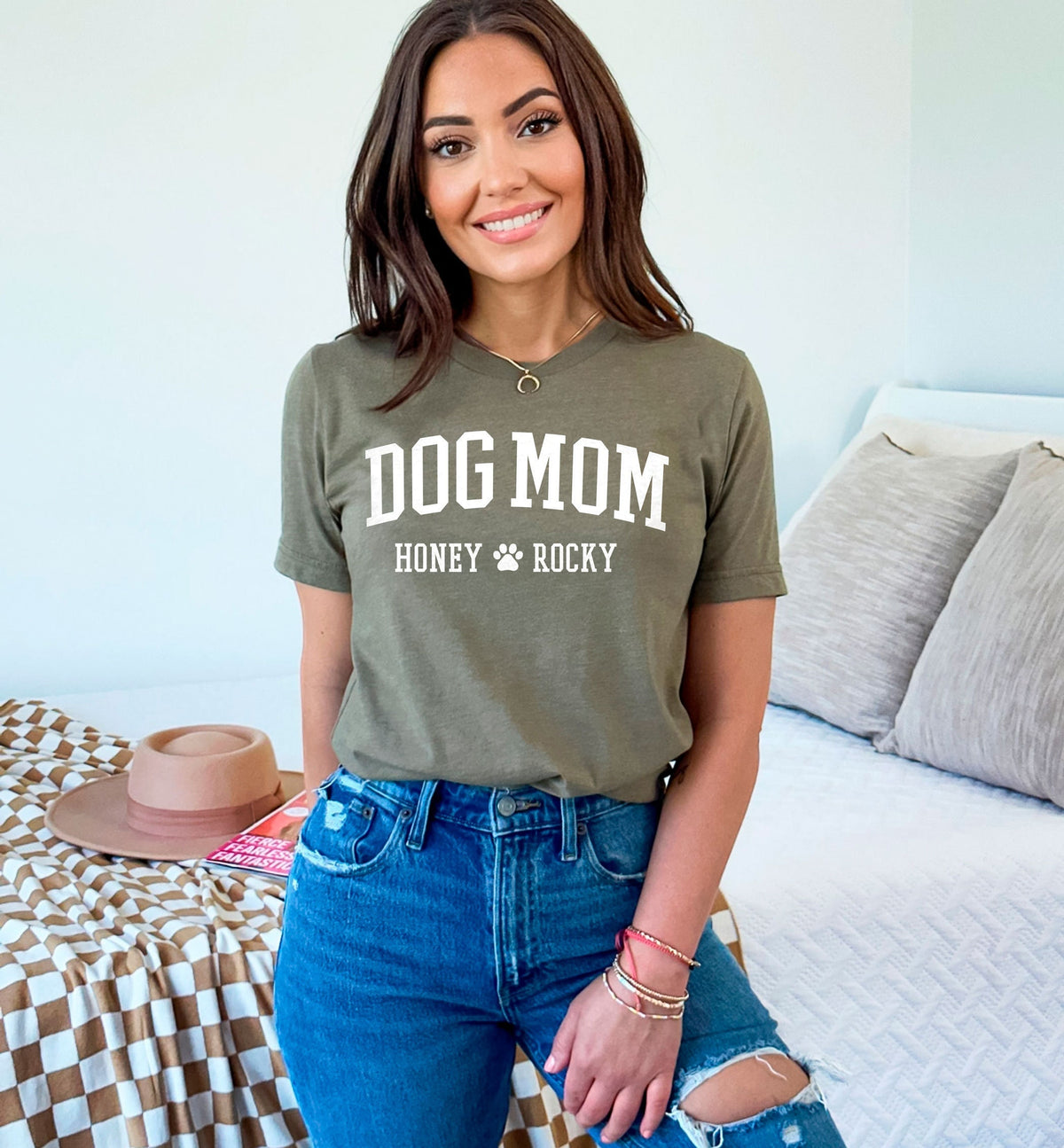 Custom Dog Mom T-Shirt - Personalized Dog Name Tee - Dog Lover Gift - Dog Mama Shirt - New Dog Mom Gift - Dog Owner Tee - Fur Mom Shirt
