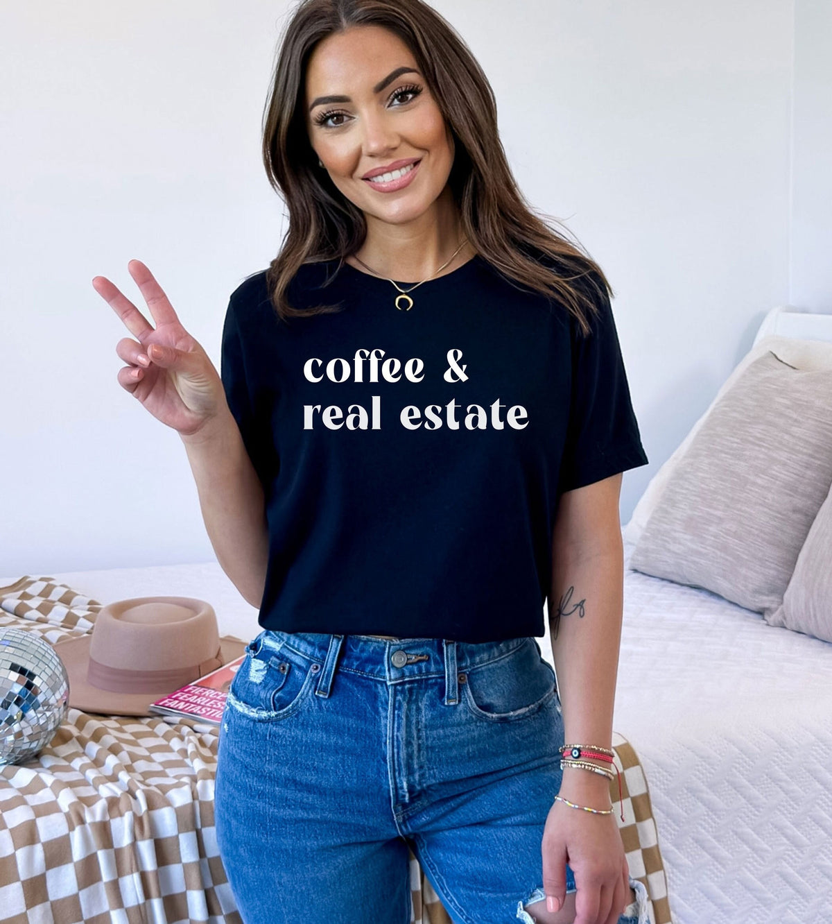 Coffee & Real Estate T-Shirt - Coffee Lover Realtor Shirt - Funny Real Estate Gift - Minimalist Realtor Shirt - Real Estate Broker Tee
