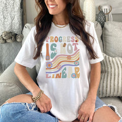 Progress Is Not Linear Shirt - Personal Growth Tee - SPED Teacher Shirt - Mental Health Awareness - Behavior Analyst Gift - Back to School