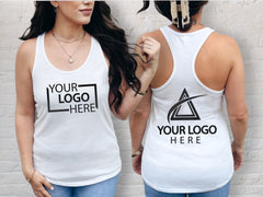 Custom Women's Tank Top with Front and Back Logo - Personalized Tank Top for Gym, Casual Wear, or Events, Design Your Company Logo Here