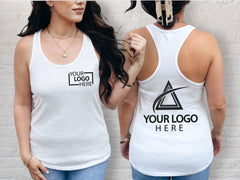 Custom Women's Tank Top with Front Pocket Size and Back Logo - Personalized Tank Top for Gym, Casual Wear, or Events, Your Company Logo Here