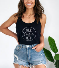 Custom Women's Tank Top with Front Personalized Logo - Personalized Tank Top for Gym, Casual Wear, or Events, Design Your Company Logo Here