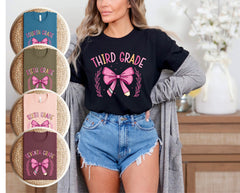 Back to School Teacher Bow Shirt - Pre- K Preschool Teacher T-Shirt - Coquette Teacher - Elementary Teacher Bow Tee - Back to School Gift