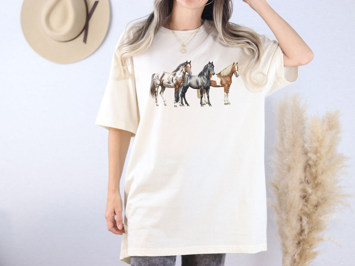 Western Horse T-Shirt - Cowgirl Cowboy Gift -  Horses Tee - Horse Ranch Shirt - Country Girl T-Shirt - Rodeo Gift - Horse Owner Gift