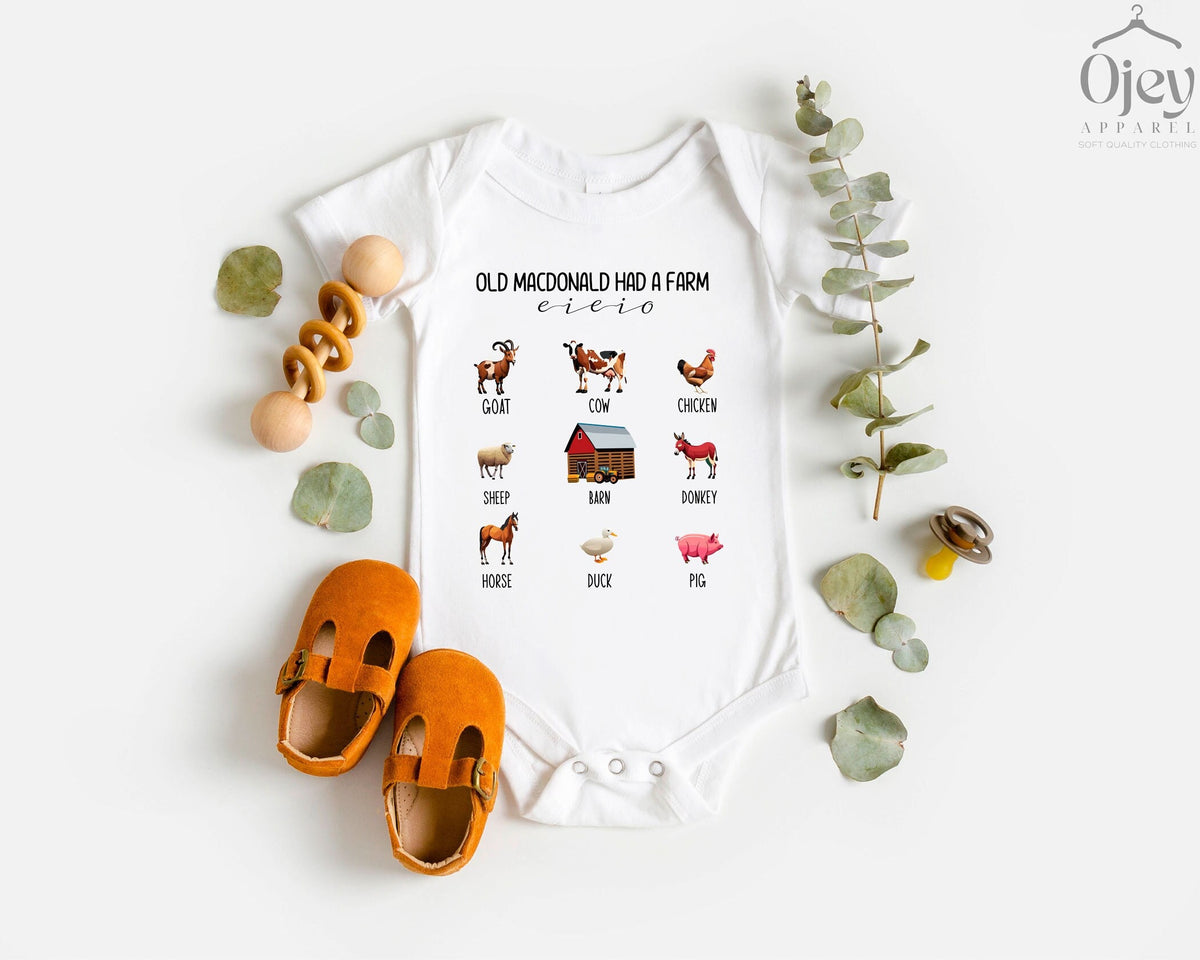 Old McDonald Farm T-Shirt - Farm Animal T-Shirt - Farmer Shirt - Farmer Baby Bodysuit - Cute Farm Animals Shirt - Farm Fun T-Shirt