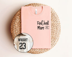 Custom Football Mom T-Shirt -  Pocket and Back Personalized Shirt - Name and Number Football Team Tee - Game Day Mom Tee - Football Mom Gift