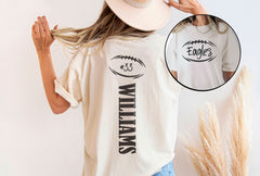 Custom Football T-Shirt -  Front and Back Personalized Shirt - Personalized Football Team T-Shirt - Football Mom Tee - Game Day Shirt