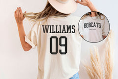 Custom Football T-Shirt -  Front and Back Personalized Shirt - Name and Number Football Team Shirt - Football Mom Tee - Sports Team Gift