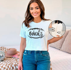 Custom Football T-Shirt -  Front and Sleeve Personalized Shirt - Team Name and Number Football Tee - Football Mom Gift - Game Day Shirt