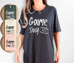 Custom Game Day Football T-Shirt - Personalized Team Number Shirt - Football Fan Tee - Football Mom Gift - Sports Team Tee - Football Season