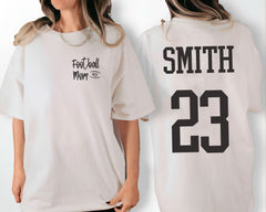 Custom Football Mom T-Shirt -  Pocket and Back Personalized Shirt - Name and Number Football Team Tee - Game Day Mom Tee - Football Mom Gift
