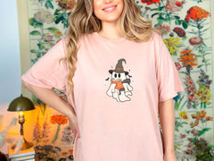 Ghost Reading T-Shirt - Spooky Cat Shirt - Spooky Season Tee - Spooky Cat Ghost Shirt - Halloween Teacher T-Shirt - Halloween Cat Shirt