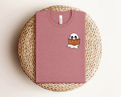 Ghosts Reading Book T-Shirt - Teacher Librarian Halloween Tee -  Bookish Ghost Shirt - Spooky Book Shirt - Book Lover Halloween Gift