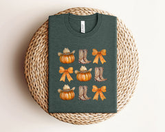 Coquette Western Fall T-Shirt - Howdy Pumpkin Tee - Thanksgiving Gift - Fall Country Shirt - Cowgirl Gift - Autumn Cowgirl Tee - Fall Lover