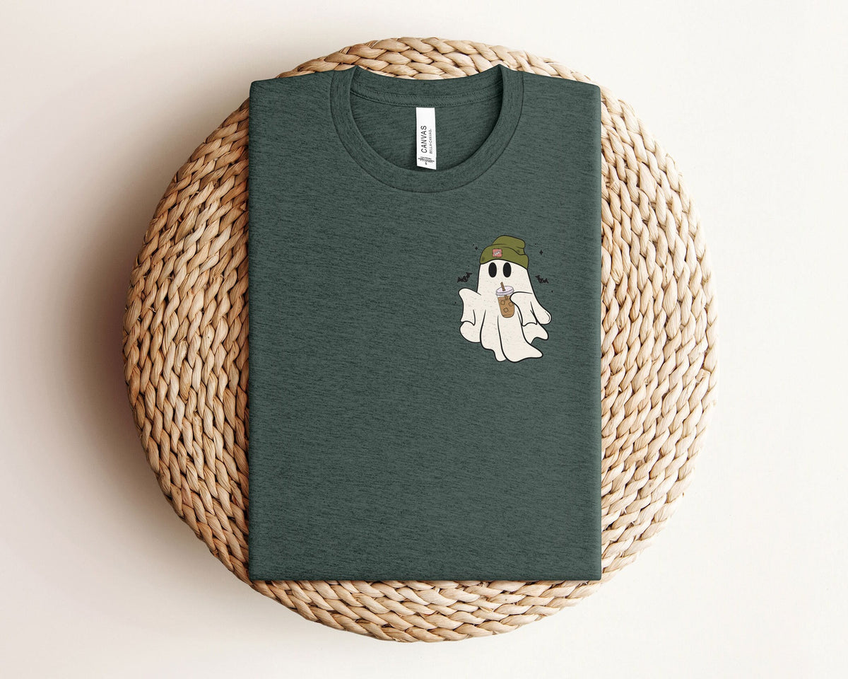 Ghost Iced Coffee Shirt - Coffee Lover Gift - Ghost Coffee Tee - Ghost Shirt -  Spooky Season Gift - Fall T-Shirt - Halloween Coffee T-Shirt