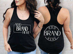 Custom Women's Tank Top with Front and Back Logo - Personalized Tank Top for Gym, Casual Wear, or Events, Design Your Company Logo Here