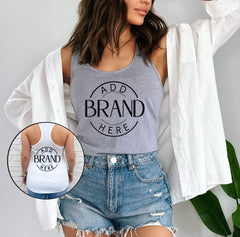 Custom Women's Tank Top with Front and Back Logo - Personalized Tank Top for Gym, Casual Wear, or Events, Design Your Company Logo Here
