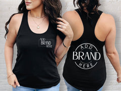 Custom Women's Tank Top with Front Pocket Size and Back Logo - Personalized Tank Top for Gym, Casual Wear, or Events, Your Company Logo Here