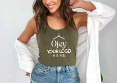 Custom Women's Tank Top with Front Personalized Logo - Personalized Tank Top for Gym, Casual Wear, or Events, Design Your Company Logo Here