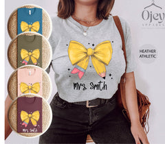 Personalized Teacher Bow Shirt - Custom Teacher T-Shirt - Coquette Teacher Shirts - Back to School Teacher Gift - First Day of School Tee