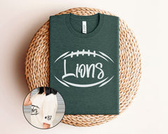 Custom Football T-Shirt -  Front and Sleeve Personalized Shirt - Team Name and Number Football Tee - Football Mom Gift - Game Day Shirt