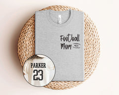Custom Football Mom T-Shirt -  Pocket and Back Personalized Shirt - Name and Number Football Team Tee - Game Day Mom Tee - Football Mom Gift