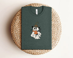 Ghost Reading T-Shirt - Spooky Cat Shirt - Spooky Season Tee - Spooky Cat Ghost Shirt - Halloween Teacher T-Shirt - Halloween Cat Shirt