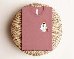 Ghost Iced Coffee Shirt - Spooky Coffee Tee - Halloween Coffee Shirt - Pocket Ghost T-Shirt - Halloween Coffee Lover Gift - Fall Coffee Tee